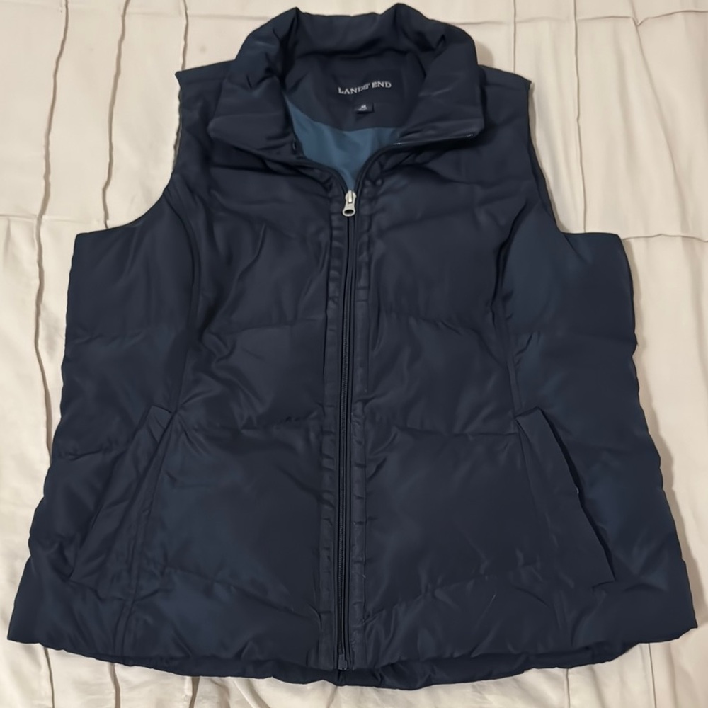 Lands' End Navy Down Puffer Vest